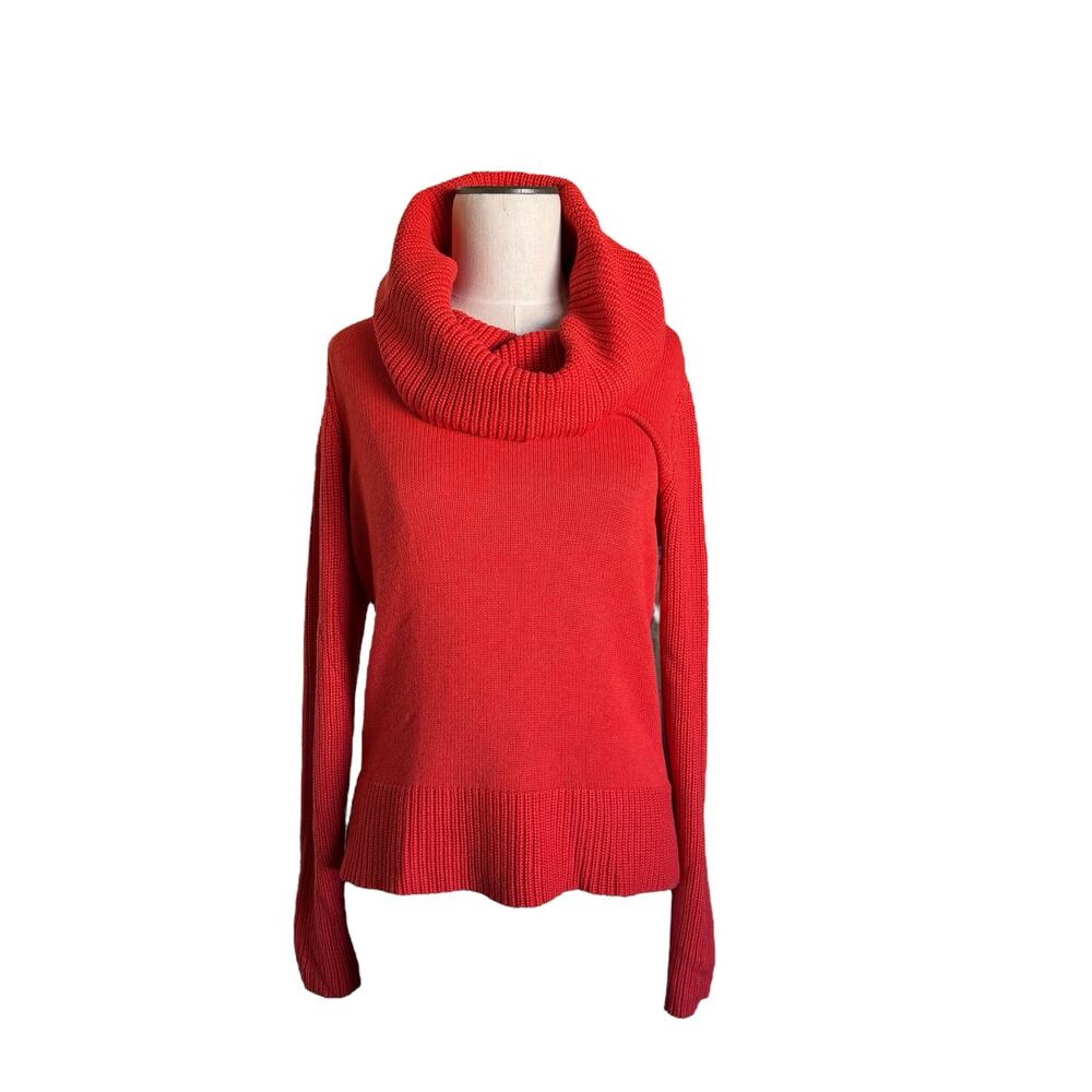 Lauren Ralph Lauren Sweater Womens Size Large Cowl Neck Relaxed Knit Orange